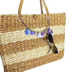 Purple Bag Chain Vintage Upcycled Charms Silver With Eye Glass Holder Handmade
